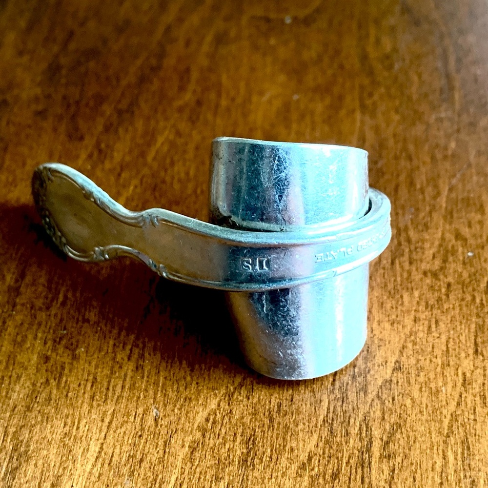 Silver Spoon Ring cross hand